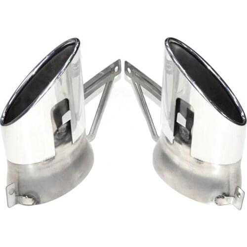 1 Pair Exhaust Tip For Audi RS6 Muffler Tip 304 Stainless Steel Exhaust Pipe For 2016 A6 Up to RS6 Car Exhaust Pipe Tailpipe