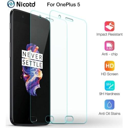 2PCS Screen Protector Glass On The For Oneplus 5T Tempered Glass Phone Film For One plus 5 5T A5010 2.5D Protective Film Nicotd