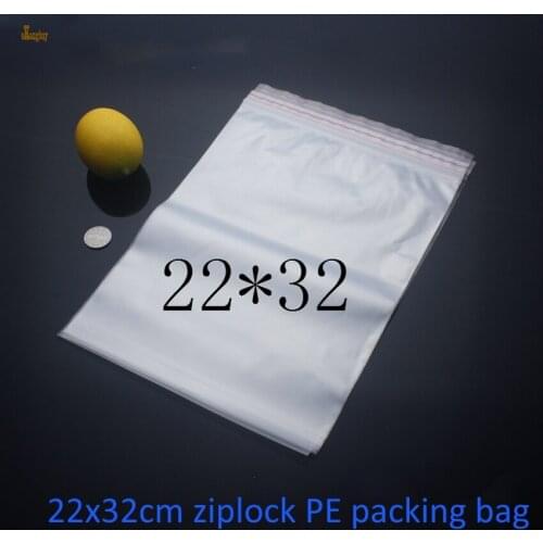 2018 Free Shipping 100pcs Size: 22x32cm Clothes Packaging Zipper Lock Recycle Plastic Bags, Pe Transparent Packing Bag