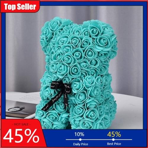 25 cm Teddy Rose Bear Artificial PE Flower Bear Rose Valentines Day For Girlfriend Women Wife Mothers Day Gifts