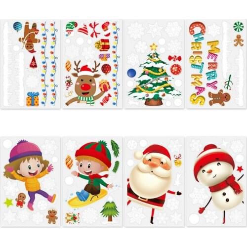 4 Styles 1 Bag Good Christmas Themed Wall Art Decals Practical Window Sticker Eye-catching for Household