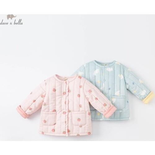 DBZ20325 dave bella winter baby unisex fashion cartoon pockets padded coat children girls boys tops infant toddler outerwear