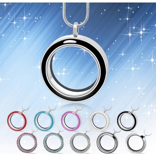 Diylocket 30mm Round Twist glass floating charm locket Living memory locket chains included for free LSFL024
