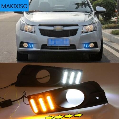 2PCS LED for chevrolet cruze 2009 2010 2011 2012 2013 2014 DRL Daytime Running Light Daylight with turn signal lamp
