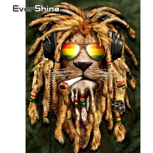 EverShine Diamond Embroidery Lion Full Square 5D Diamond Painting Animal Cross Stitch Mosaic Picture Of Rhinestones Wall Decor