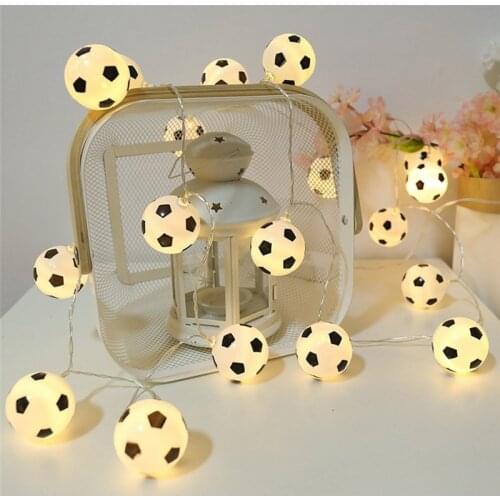 Soccer Balls String Lights 10 LED Football Garland Lights Bedroom Home Wedding Party Christmas Decorative Lights for Bar Club