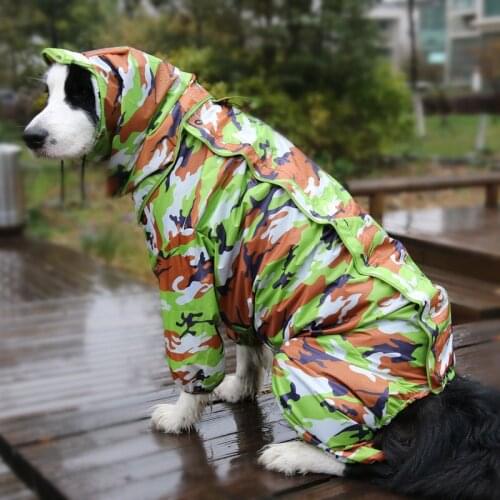 Camouflage Pet Dog Raincoat Hoodie Waterproof Rain Gear Camo Pet Dog Rain Jacket Coat Apparel Clothes For Medium Big Large Dogs