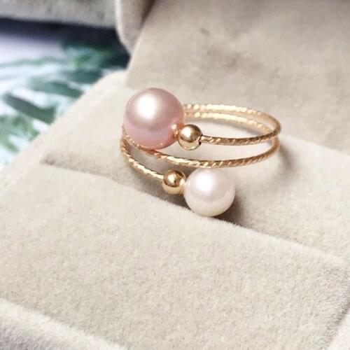 14K Gold Filled Natural Pearl Rings Baroque Knuckle Ring Mujer Boho Bague Femme Handmade Minimalism Jewelry Rings for Women