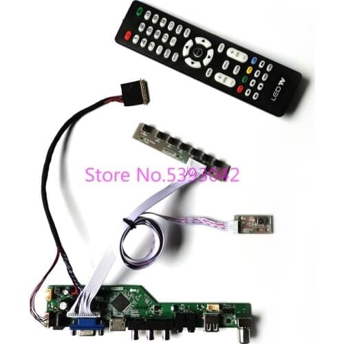 KIT fit LTN156AT02-D01/D02/D03/D04/D09 Keypad+Remote 40-Pin LVDS 1366*768 VGA+USB LCD screen Analog TV control drive board