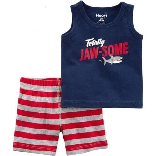 2020 Boy Clothes Suit Tank Top Pant 2-pieces Sets Children Outfits Summer Singlet For Boys Tee Shirts Tops Shorts 100% Cotton