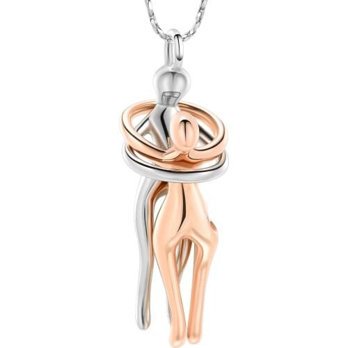 Cremation Jewelry for Ashes 2 People Hugging Urn Necklace for Ashes Stainless Steel Memorial Keepsake Ash Jewelry Locket