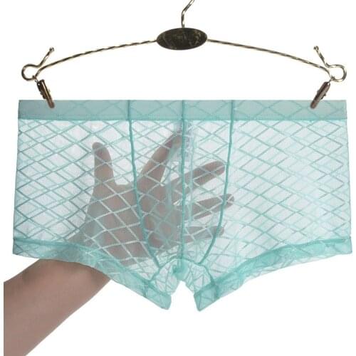 2021 Mens Underwear Man Boxer Summer Ice Network Mesh Breathable Sexy Youth Boxers Ventilate Shorts Four Shorts Cosy