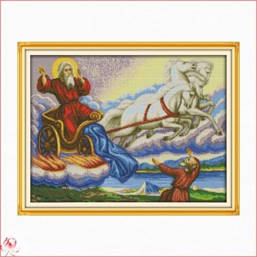 Santa Claus Inside The Carriage Cross Stitch Kits 11ct 14ct Counted Pattern Canvas Embroidery Kit DIY Needlework Home Deco Gift