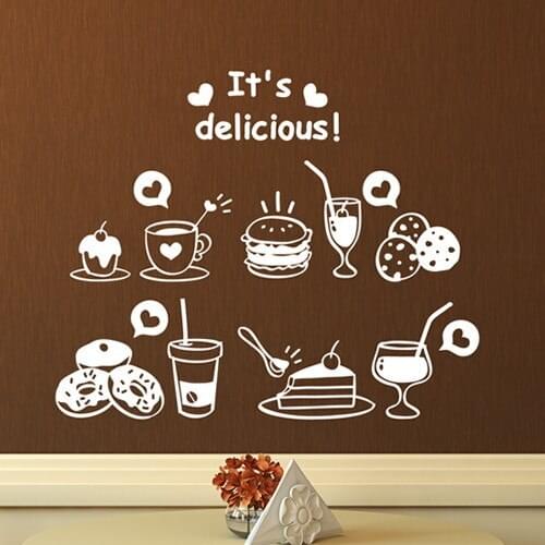 Coffee Shop Sticker Bean Milk tea Decal Cafe Cup Poster Vinyl Art Wall Decor Mural Decoration Break Bread Coffee Glass Decals