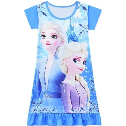 Disney Fashion Nightdress Cinderella Pattern Girls Nightgowns Children Party Dresses Sleepwear Pajamas Baby Girls Nightie Dress