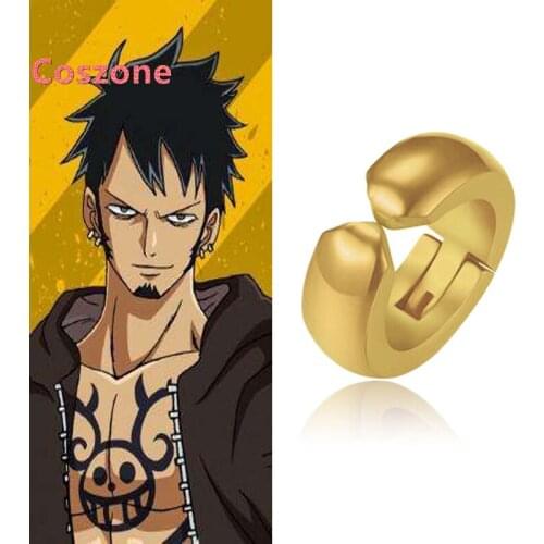 One Piece Trafalgar Law Cosplay Golden Clip Earrings Anime Ear Stud Ear Clip Earrings 2 Pairs Cosplay Costume Props Gift