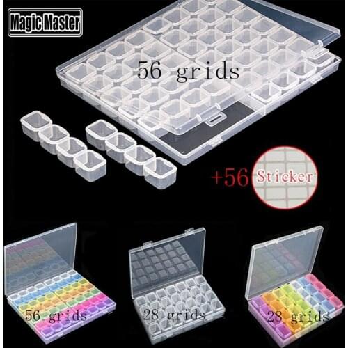 56/112 Slots Grids Storage Sticker Box Tool Diamond Painting Embroidery Accessories Bead Organizer Storage Case Container