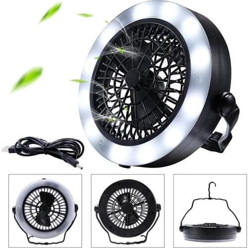 2 in 1 Portable LED Camping Lantern Tent Flashlight Ceiling Fan Hanging LED Lamp Cooling Fan For Outdoor Hiking Fishing Outages