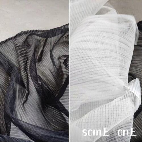 Miyake Style Pleated Mesh Tulle Fabric DIY Sew Princess Stage Party Doll Decor Skirt Wedding Dress Designer Fabric 50*150cm