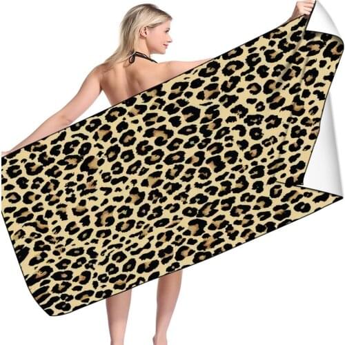 Leopard Beach Towel Oversized Microfiber Towel for Women Sexy Soft Quick Dry Lightweight Swim Travel Sandless Yoga Pool Towel