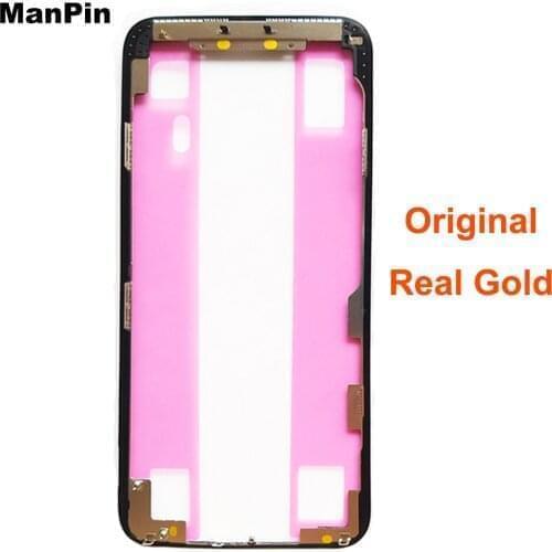 5Pcs Bezel Frame For iPhone 11Pro XS MAX X LCD Touch Screen Glass Middle Housings Real Gold With Adhesive Mobile Phone Repair