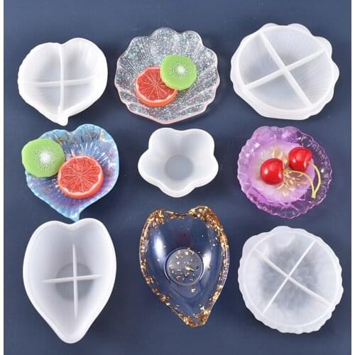 DIY Crystal Epoxy 5 Petal Plate Silicone Mold, Resin Shell Plate Homemade Storage Model