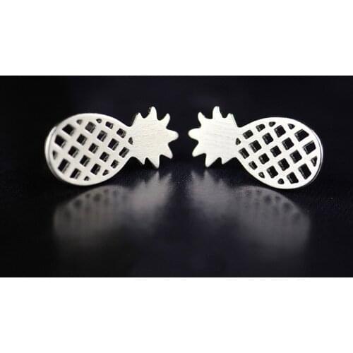 Free Shipping Wholesale Pineapple 925 Sterling Silver Stud Earrings For Women Beautiful Jewelry