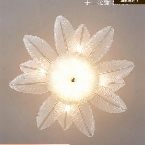 Petal Italian style medieval glass ceiling lamp French light luxury designer bedroom study porch lamp