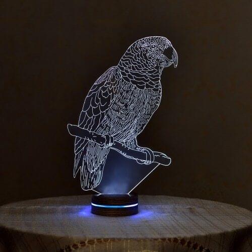LED Lamp Creative 3D LED Night Lights Novelty Illusion Night Lamp 3D Illusion Table Lamp For Home Decorative Light Parrot decor