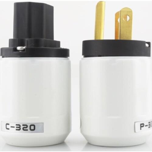 Pair 24k Gold Plated US AC Power Plug +IEC Famale Plug DIY Mains Power Cable HIFI