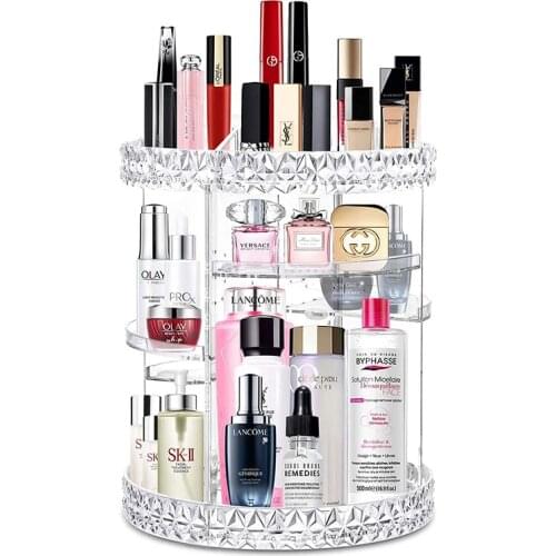 360 RotatingAcrylic Makeup Organizer Cosmetic Storage and Vanity Perfume Organizers in Countertop Bathroom Dresser