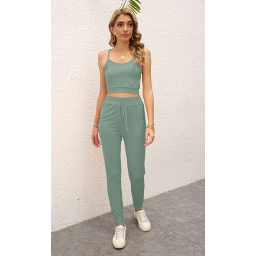 Women Yoga Suit Sexy Tank Top Casual High Waist Elastic Leggings Loose Solid Fashion Sports Clothes for Women Gym Yoga Fitness