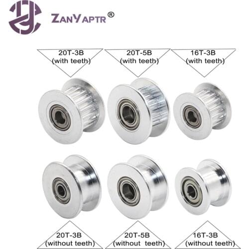 10Pcs GT2 Pulley 20 & 16 With Teeth or Without Teeth Pulley Timing Gear Bore 5MM & 3MM For GT2 belt Width 6MM For 3D Printer