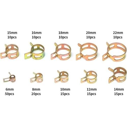 10PCS 6MM~22MM Hose Clamp Zinc Plated Spring Hose Pipe Clamps Air Clip Clamp