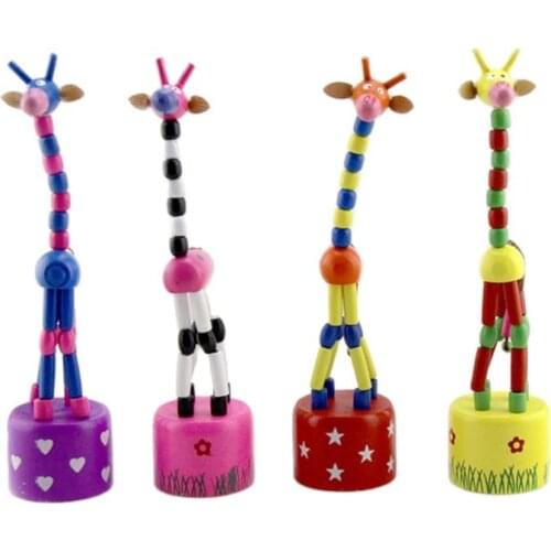 10pcs/lot Hot Toys Mini Wooden Giraffe Shake Model Figure for kids Children Baby Birthday Gift Toys