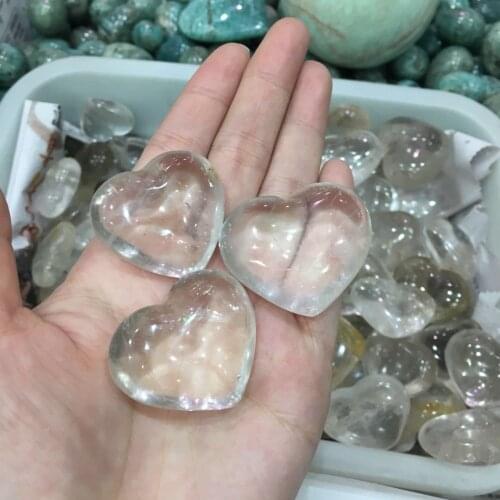3pcs Heart Shaped Natural white Crystal Stone Quartz Specimens Healing Stone Love Gems Pink Home Decor 90-100g
