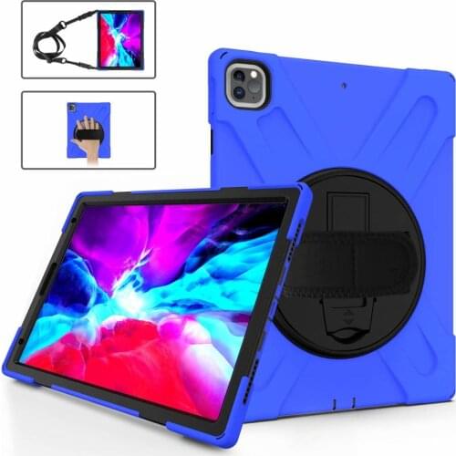 3 Layer PC+TPU Shockproof Cover For IPad Pro 12.9" Case 2020 360 Rotating Tablet Protective Shell Stand Skin Coque+pen+Straps