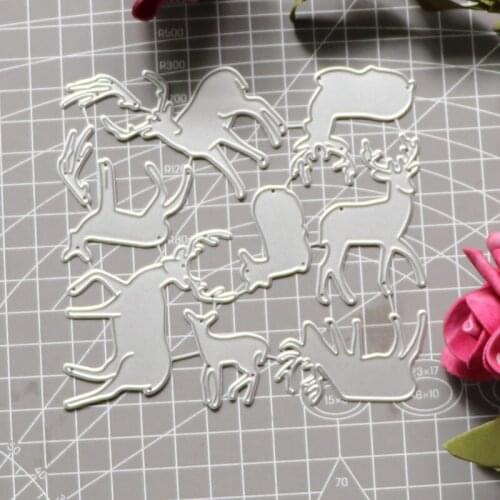 8pcs Animal Deer Set Metal Cutting Dies Stencil Template For DIY Scrapbooking Embossing Paper Cards Album Making Craft Die Cut