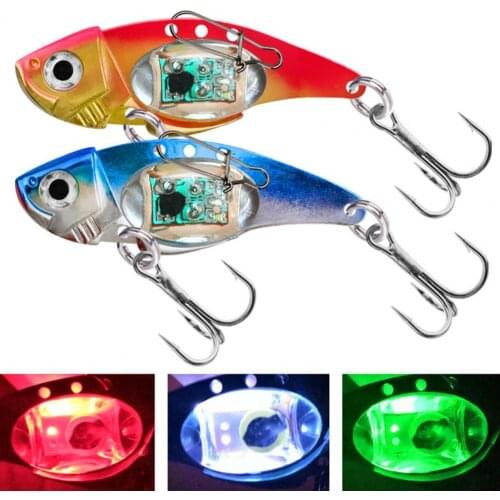 8cm Metal Electronic Vibration Fake Bait Faux Lure Fish Hooks with LED Light Vibration Fake Bait Lure Fish Hooks with LED Light