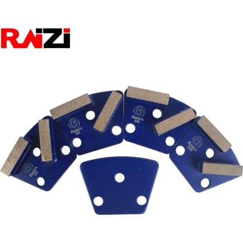 Raizi Diamond Grinding Plate Metal Segment Tools With Three 9mm Holes Grit 30-120 Soft Bond Scraper For Concrete ASL Grinder