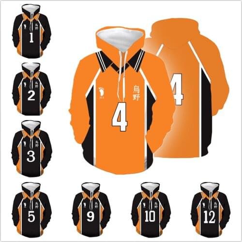 Anime Haikyuu Hoodie Jacket Cosplay Costume High School Volleyball Hinata Shyouyou Kageyama Tobio Sportswear Jerseys Uniform