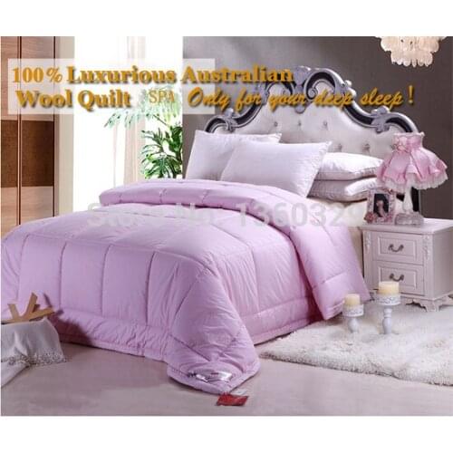 160*210cm Australia Wool Winter Comforter Twin Quilt Bedding Single Wool colcha Edredons Infantil Pink Patchwork Colchas de cama