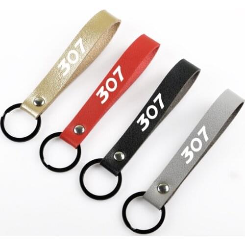 PU Leather Rope keychain Pendant Key Chain Holder Car Keyring Men Women Key ring for Peugeot 307 3008 2008 308 408 508