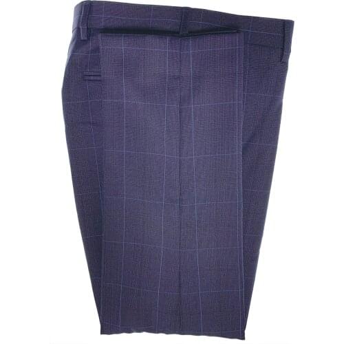Checked Trousers Men Fashion Navy Glen Check Windowpane Pants Tailor Made Slim James Bond Prince of Wales Checkered Dress Pants