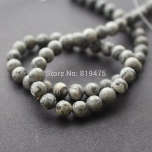 6mm 8mm 10mm Natural Stone beads Gray Beads Map style 1 string about 40cm wholesale