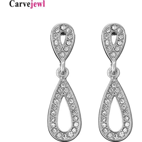 Carvejewl Drop dangle earrings metal tear drop crystal rhinestone noble vintage earring for women girl jewelry classical jewelry