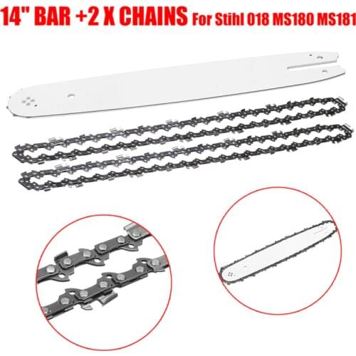 1 Set 2pcs 50 Knots 14 inch Chainsaws Chain Saw + 1 Black Guide 14 inch 3/8 LP For Steele Stihl 018 MS180 MS181