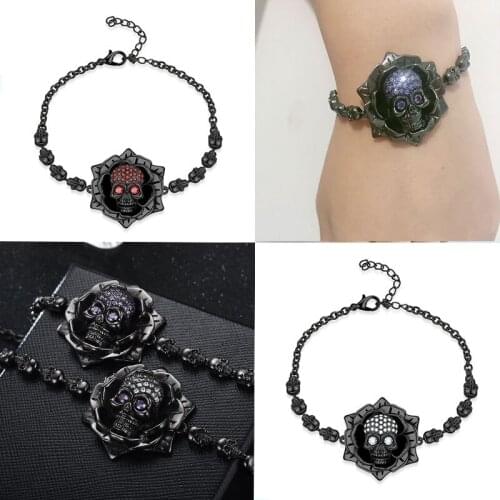 Flowers Punk Skull Zircon Crystals Bracelets Women Bracelet Wedding Jewelry Gift Dropshipping