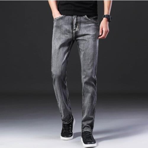 Summer Thin Section Elastic Denim Trousers Brand Grey Pants New Arrival Classic Casual Business Men Thin Jeans High Quality Soft