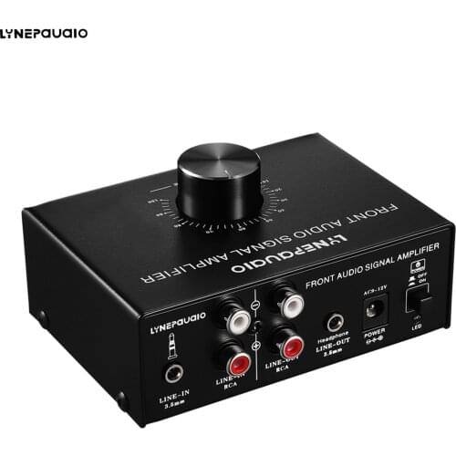 Electronic Audio Amplifier Compact Stereo Amp Preamplifier with RCA Input & Output Jacks 3.5mm Port Volume Control for Speakers